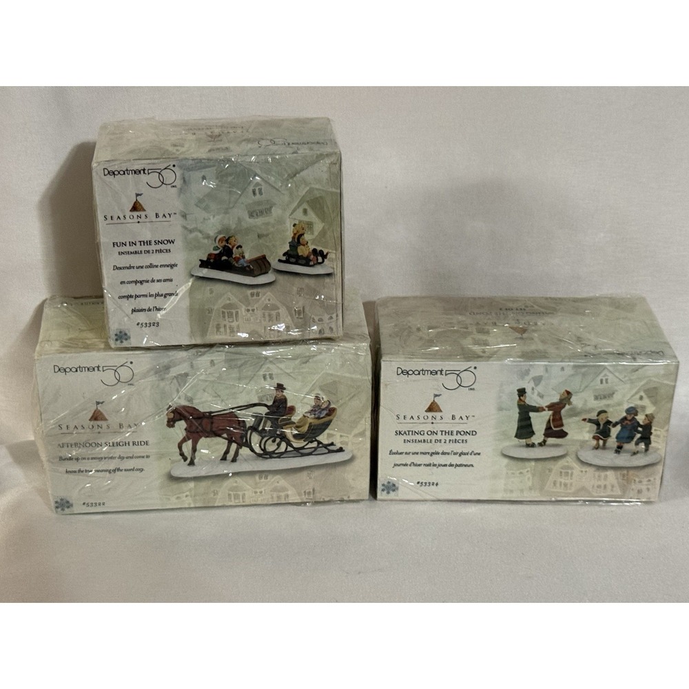 Department 56 Seasons Bay Winter Figurine Lot 53322 53323 53324 Sealed